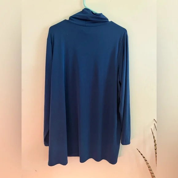 Susan Graver 1X Modern Essentials Midnight Ink Liquid Knit Turtleneck Top Blouse - Picture 5 of 6